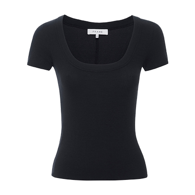 【春夏款】FRAME女士圆领罗纹T恤休闲简约基础款上衣