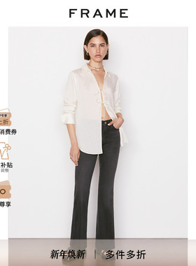 FRAME女士黑色高腰高弹喇叭裤牛仔裤微喇通勤 LE PIXIE