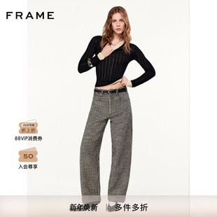 FRAME女士宽松直筒千鸟格裤 子BARREL