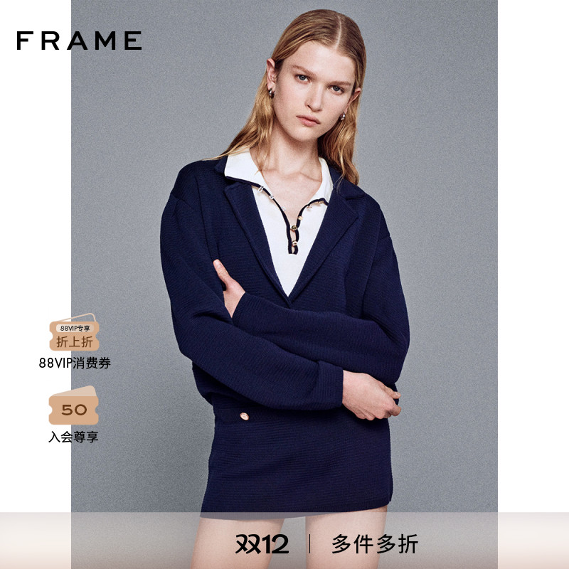 【2025新款】FRAME女士海军蓝色休闲短裙A字裙