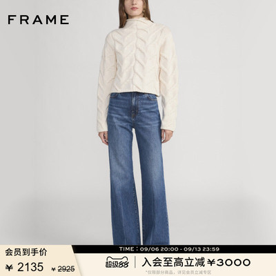 FRAME女士高腰阔腿牛仔裤微喇裤Pixie Slice Flare