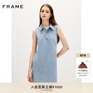 FRAME女士翻领无袖 背心裙H型连衣裙短裙简约休闲