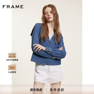 上衣衬衫 FRAME女士水手风V领牛仔长袖 新款 博主同款