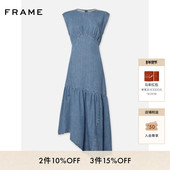 FRAME女士无袖 收腰牛仔连衣裙长裙法式 复古度假风