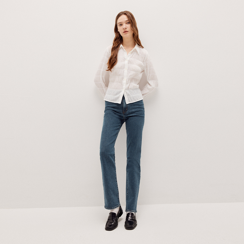 FRAME女士高腰修身直筒牛仔裤THE RULER