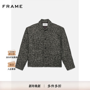 FRAME男士 黑色花呢夹克厚外套双口袋