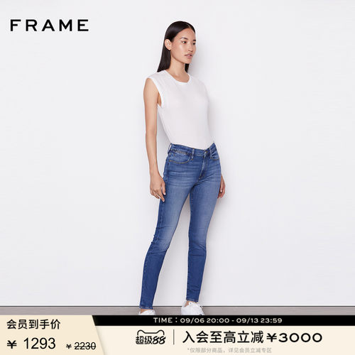 FRAME女高腰紧身高弹牛仔裤