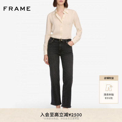 FRAME女士黑色宽松直筒牛仔裤 THE MELLOW