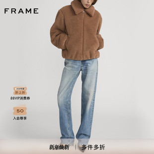 翻领拉链外套夹克 FRAME女士摇粒绒短款 2025秋冬新款