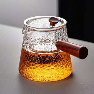 玻璃茶壶泡茶家用过滤煮茶壶办公室专用耐高温锤纹侧把茶具单壶