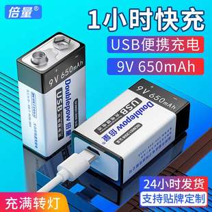 倍量9V充电电池6F22锂离子方形万用表医疗仪器电池1节USB充电650