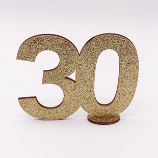 金葱粉木片数字摆件生日派对岁数18253031席位牌木片撒粉工艺品餐