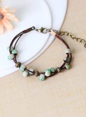 货源陶瓷饰品复古小众设计感新中式国风手串手饰民族风手链