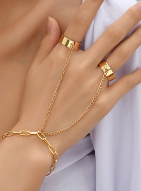 欧美风爱心吊坠手指链女款