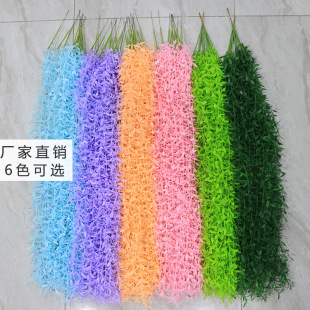 过江龙藤条仿真柳条藤条壁挂垂柳尤加利条仿真柳叶假绿植婚庆墙面