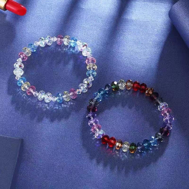 欧美wish亚马逊手工玻璃学生水晶彩色串珠手链手串女