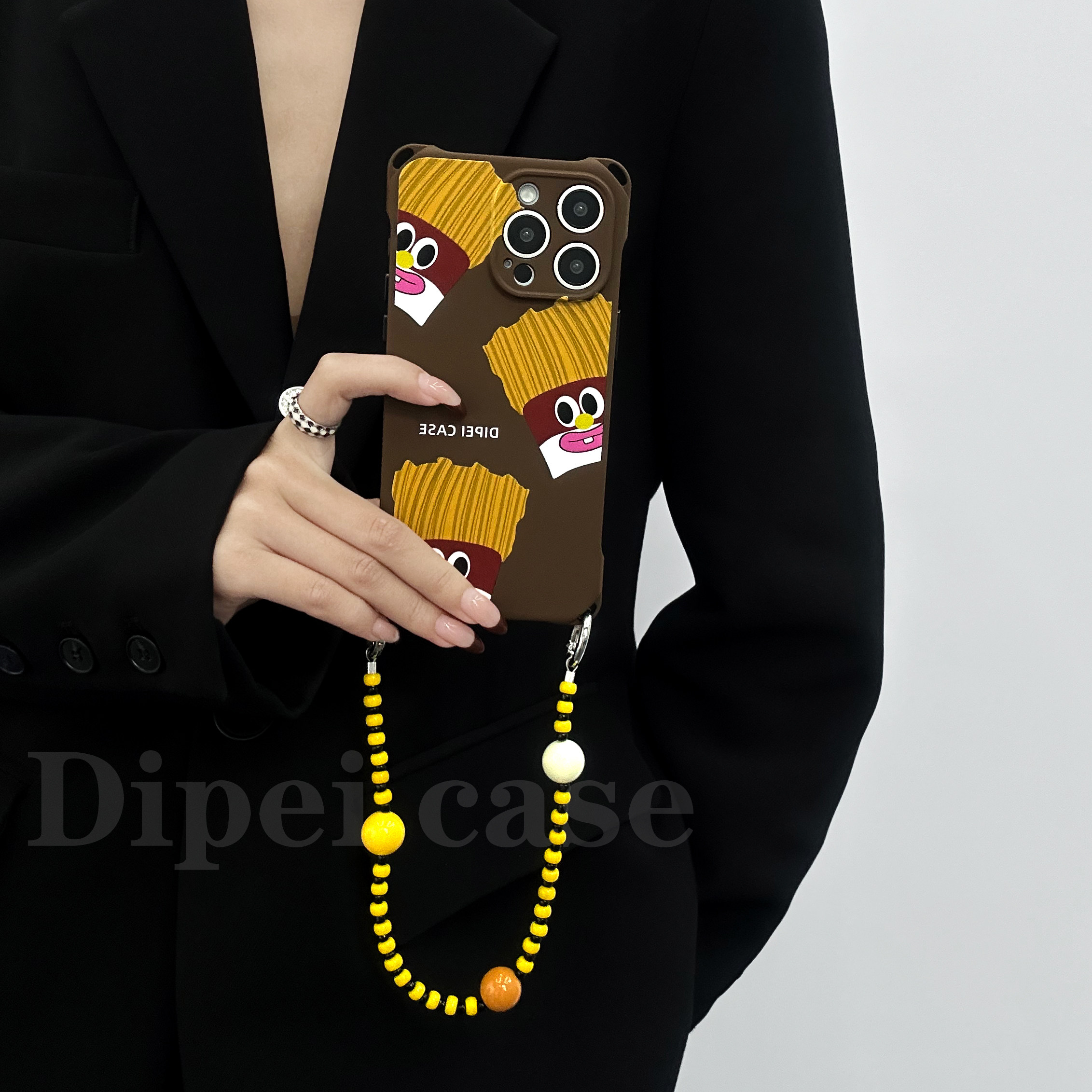 趣味薯条~适用于苹果17promax四角开孔手机壳链条斜挎挂绳小米15荣耀华为mate70/60Pura80手提nova14防摔新款,3C数码配件,手机保护套/壳,淘宝优惠券,粉丝福利购,淘宝优惠卷