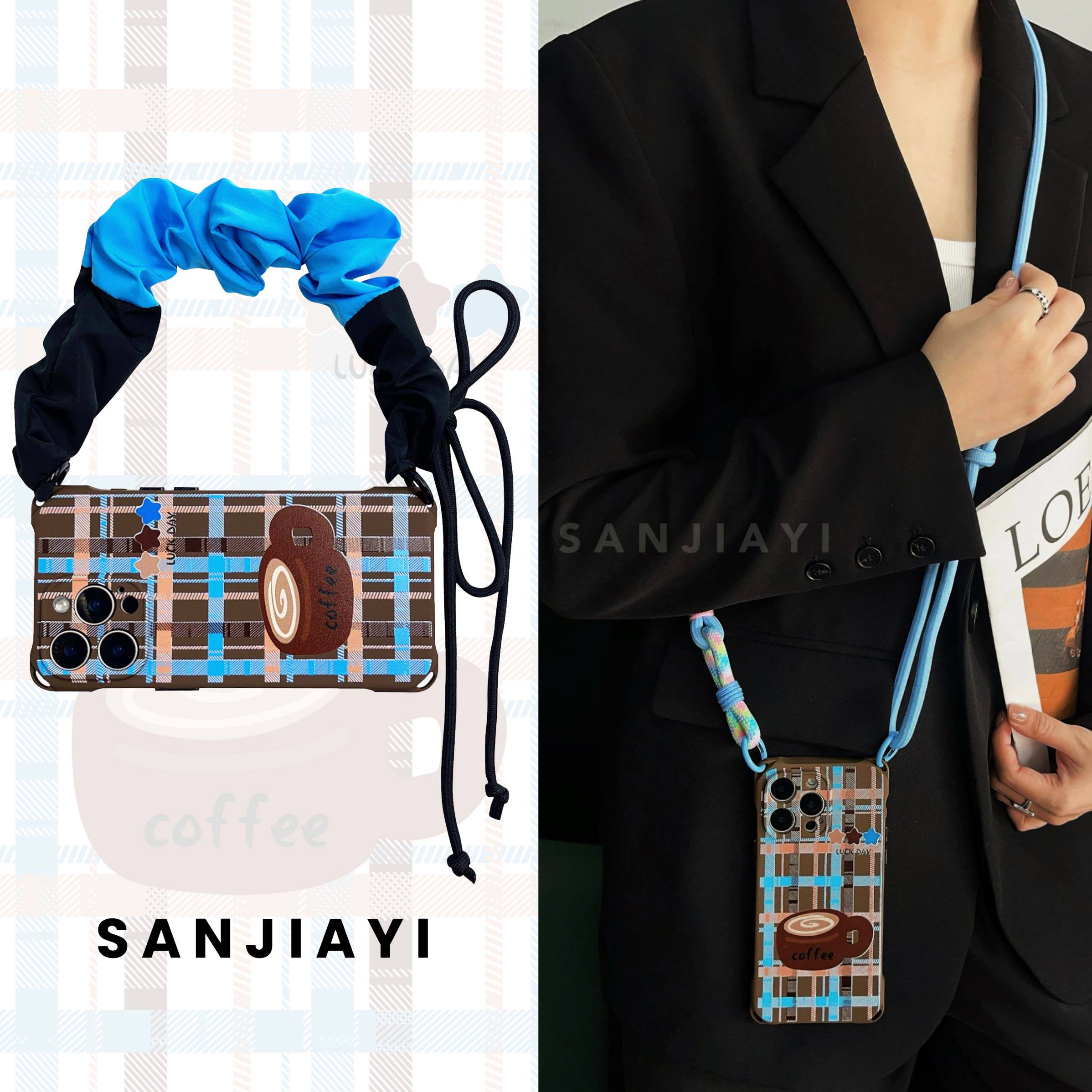 时尚格纹mate70pro/60挂绳手机壳