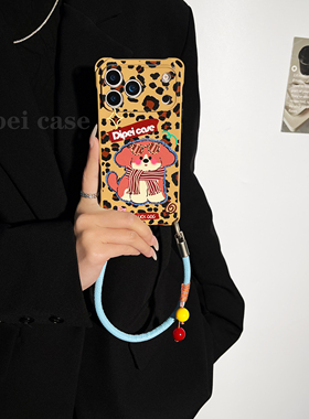 可爱眼镜狗~mate60挂绳手机壳四角带孔17Promax适用苹果iPhone16plus华为pura80pro斜挎70新款手提可背小米15