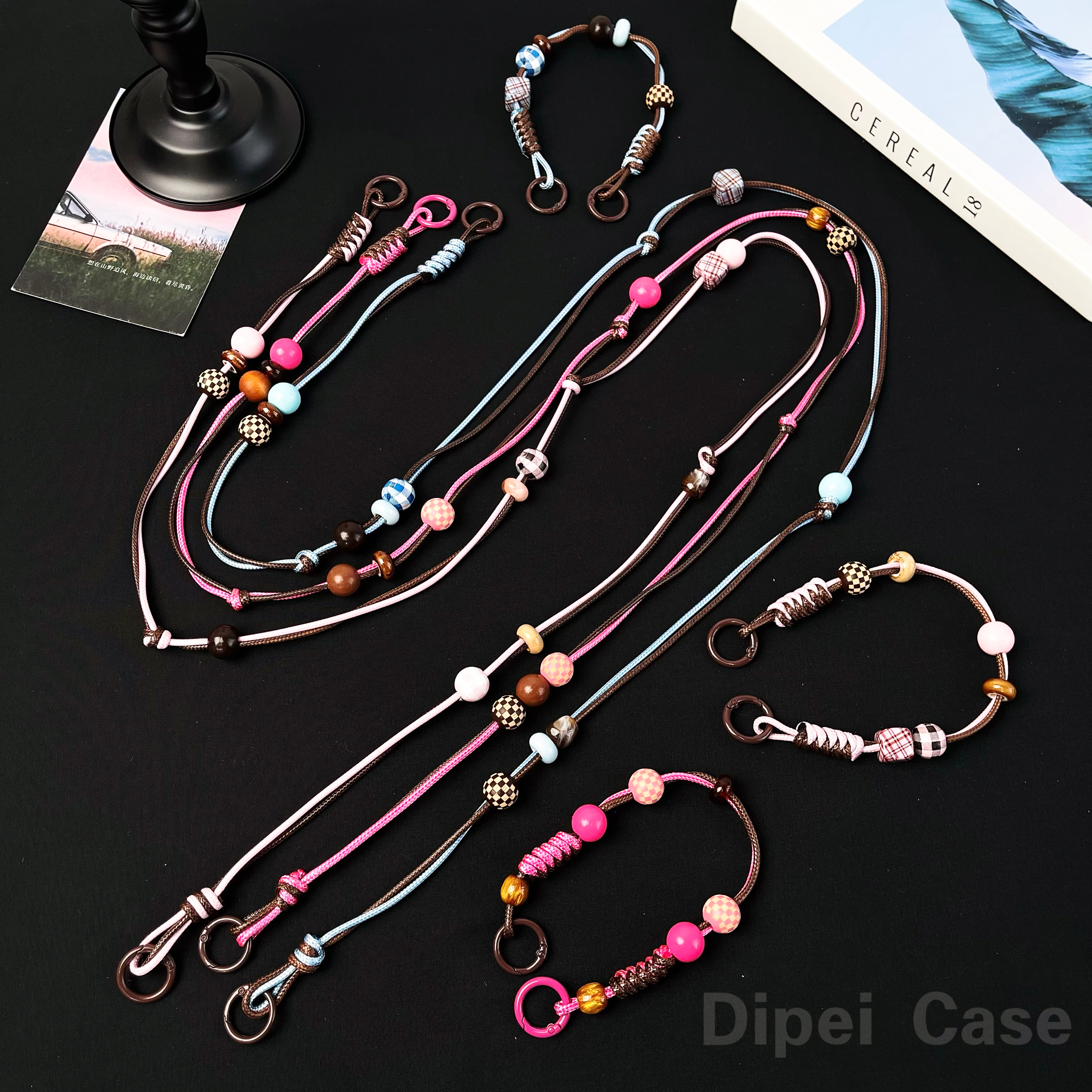 时尚手工编织木珠手机挂绳斜挎手提适用户外旅游解放双手防丢防摔