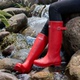 户外露营防水防滑胶鞋 非常行惠灵顿红色雨鞋 女款 雨靴加绒长筒靴子