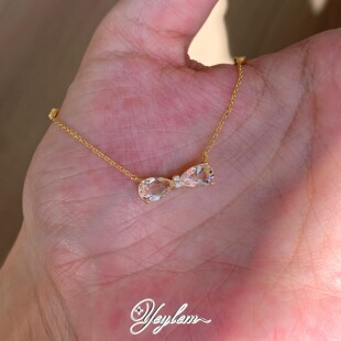 yeylem|晶蝶结·天然白水晶蝴蝶结切割甜妹风925银项链