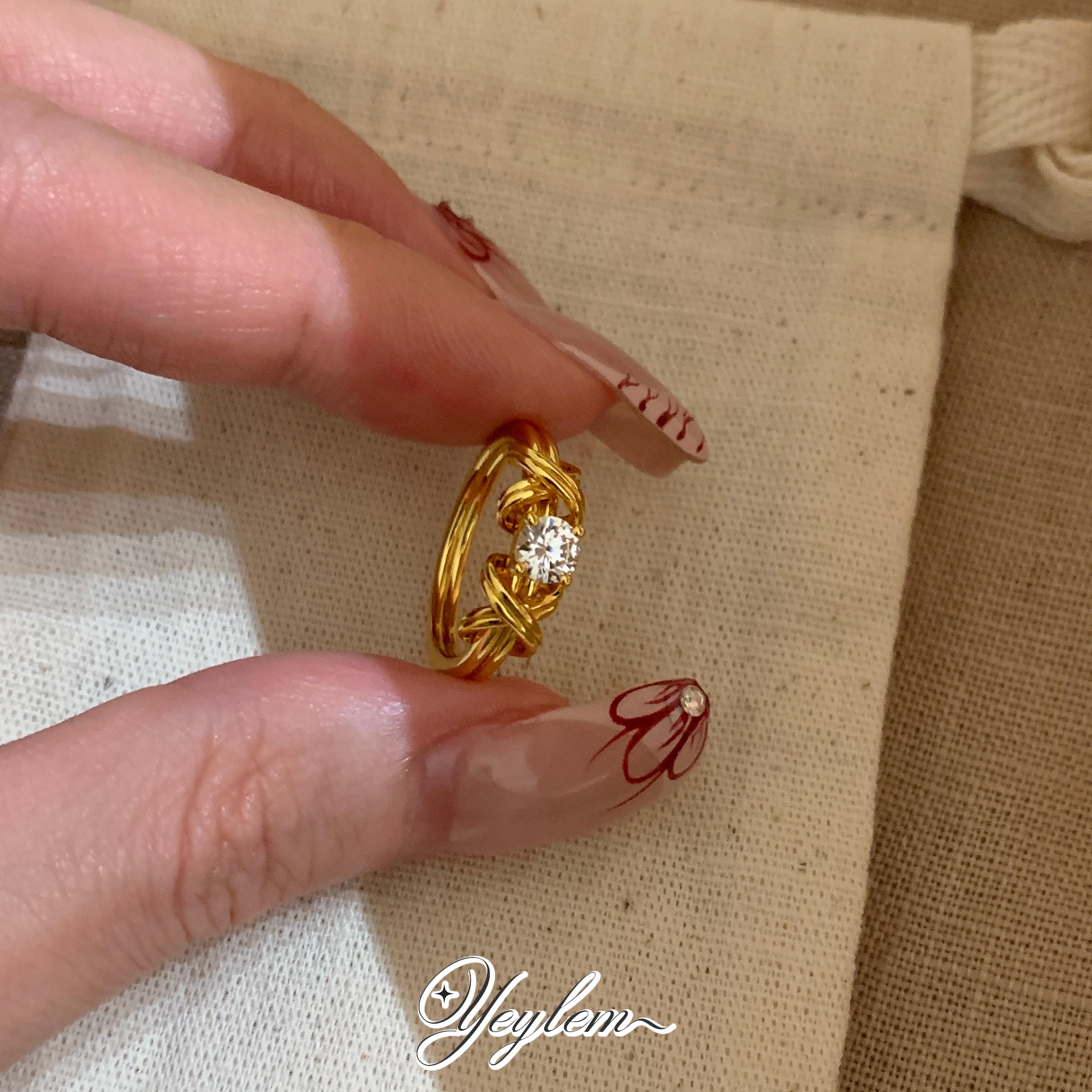 yeylem|中古莫桑钻绑带双X单钻925银钻戒图片