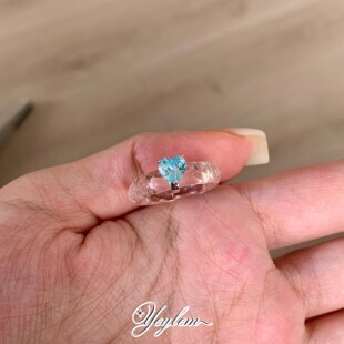 yeylem|海洋之心·天然白水晶爱心&方钻925银戒指