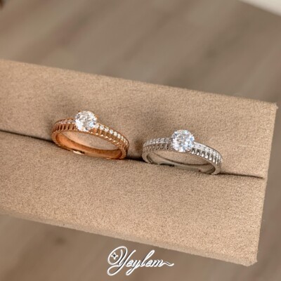 yeylem|极简轻奢双层莫桑钻罗缎925银钻戒