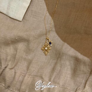 yeylem|日系莫桑蓝钻蕾丝925银项链