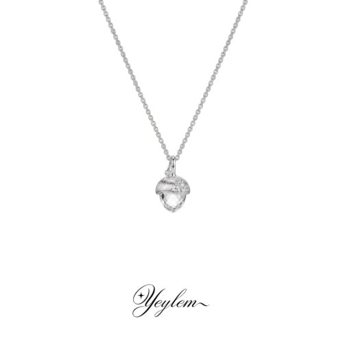 yeylem|小橡安语·天然白水晶拉丝橡果清新925银项链女生礼物