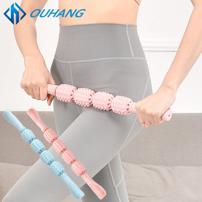 厂家直供狼牙棒腿部按4轮滚轮肌肉放松瑜伽器材瘦小腿按棒