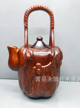铁犁木红木工艺茶壶木雕摆件木质工艺花梨木雕刻生日礼