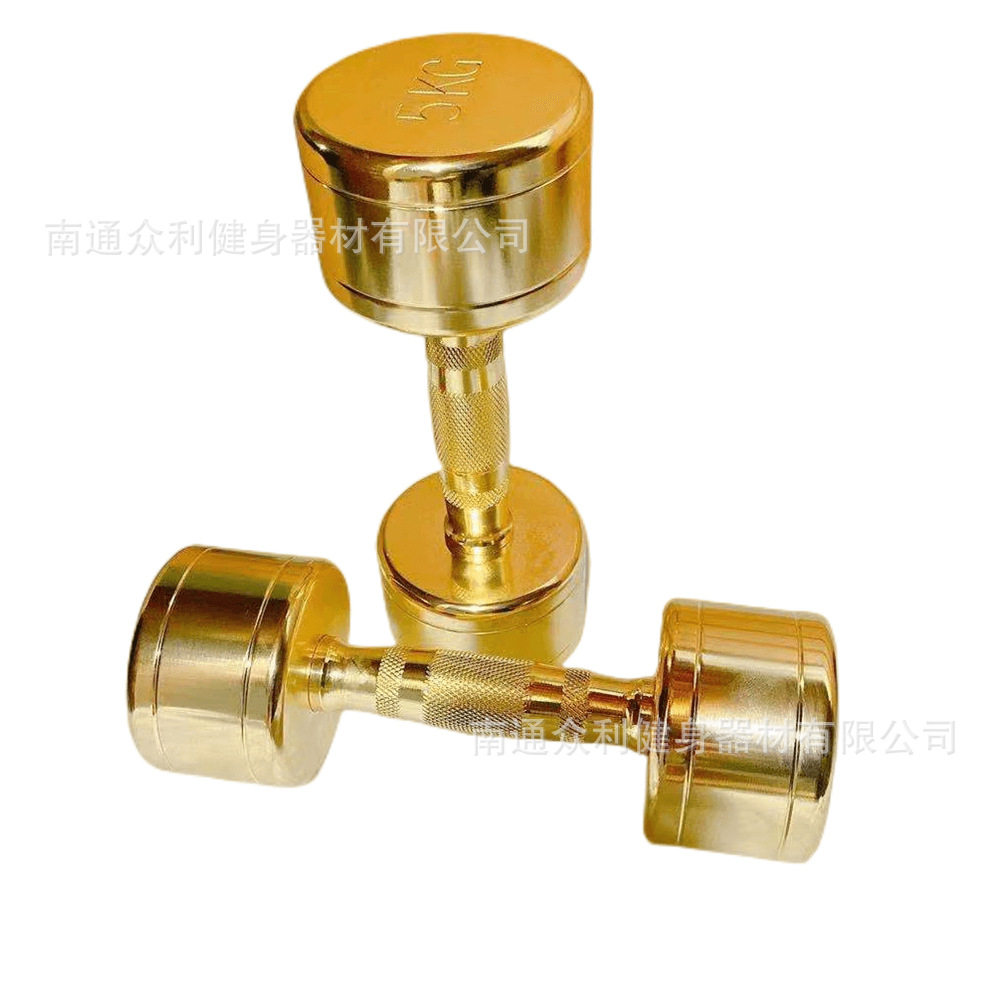 电镀哑铃男士女士家用健身房健身运动器材精车纯钢公斤小哑铃