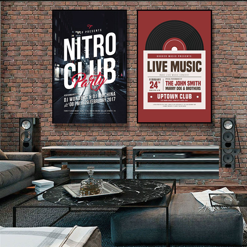 黑胶唱片装饰画复古美式墙面工业风音乐海报ktv酒吧咖啡厅挂画