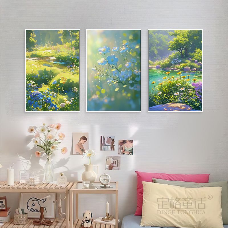 梦幻彩色花海挂画治愈系客厅沙发墙餐厅装饰画玄关卧室花卉油画图片