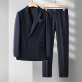 男装 西服套装 西裤 300斤可穿商务大码 宽松双排扣西装 外套婚礼礼服