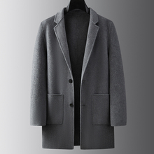 秋冬季轻奢商务大码男装加肥加大宽松气质型70%羊毛呢子大衣外套