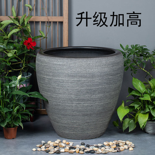 加高陶瓷大缸古法鱼缸客厅阳台落地金鱼缸庭院老式水缸睡莲荷花缸