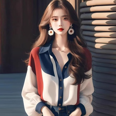 夏安若薄款长袖衬衫长袖衬衣蕾丝打底衫女新款上衣精致缕空仙女