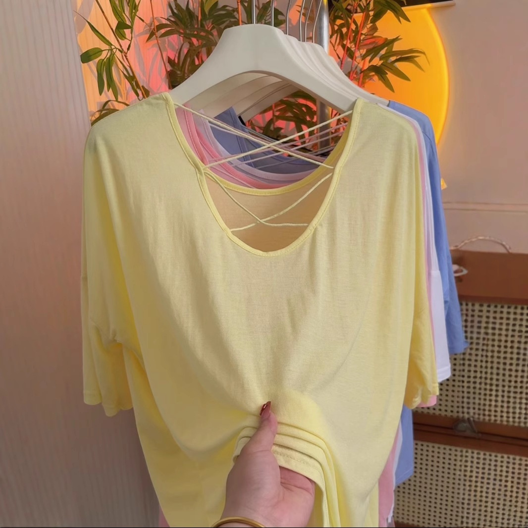 夏安若露背镂空上衣t恤女2025年新款爆款夏季设计感辣妹小心机