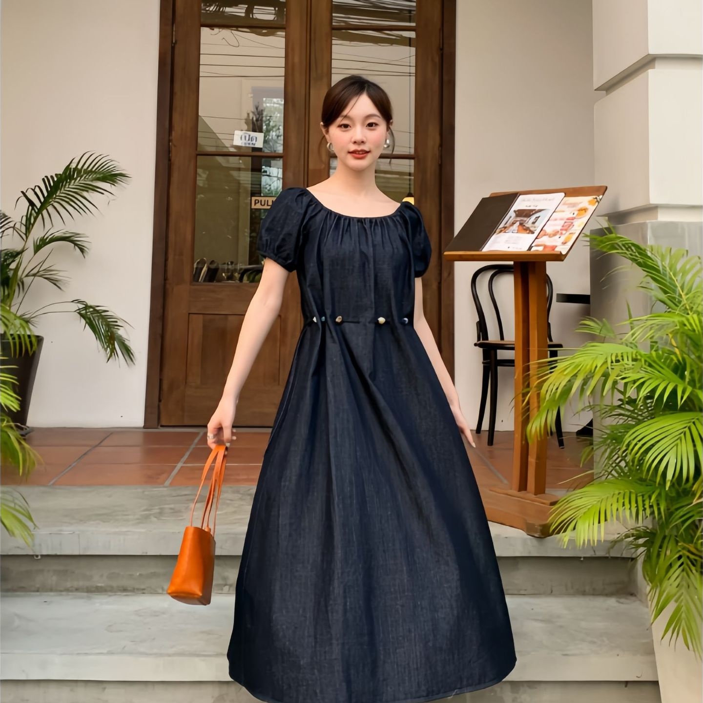 夏安若诠释美 NEWOPEN 25年夏复古宽松大码连衣裙女韩版气质泡泡