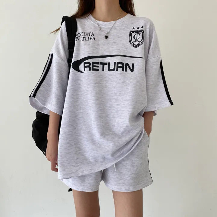 夏安若灰色休闲时尚运动短裤两件套女夏情侣韩版插肩短袖套装设计,女装/女士精品,休闲运动套装,淘宝优惠券,粉丝福利购,淘宝优惠卷