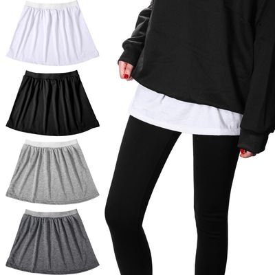 夏安若加绒加厚卫衣下摆内搭叠穿遮屁裙打底白边小白群半身短裙