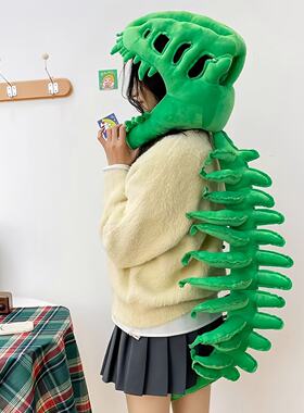 绿色中华恐龙骨架头套玩