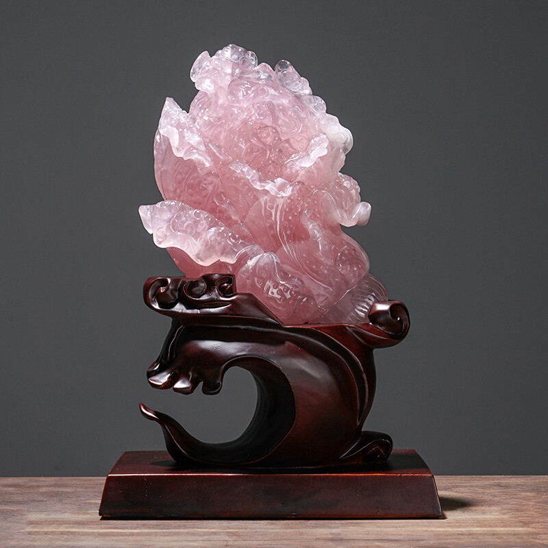 天然粉晶雕刻百财造型摆件摆财白菜玉石装饰品家居工艺品礼物馈赠