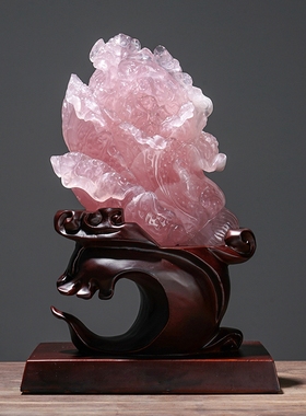 天然博古架摆件粉晶百财