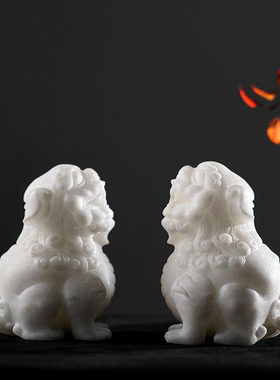 汉白玉石狮子貔貅摆件客厅