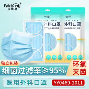 医用外科口罩一次性独立包装正规三层防护防灰尘医用灭菌口罩成人