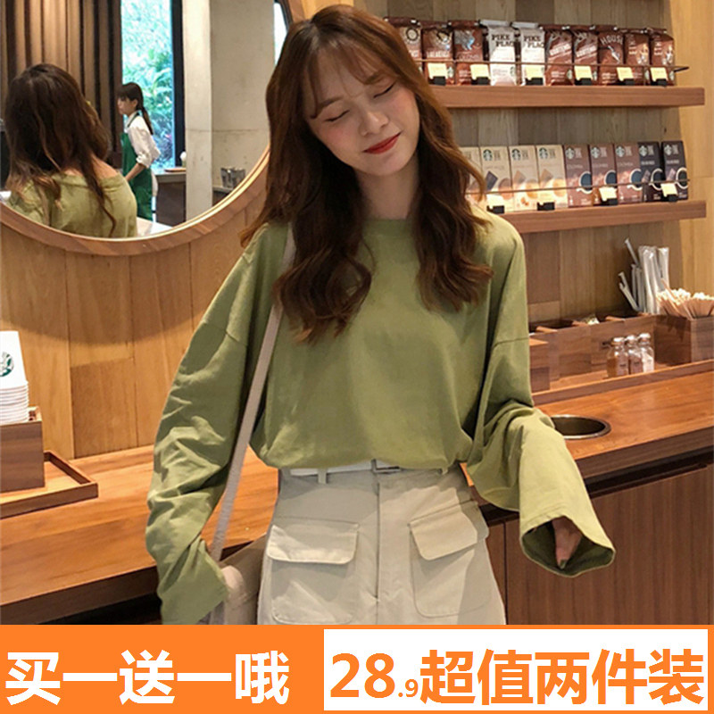 ins超火港风网红长袖T恤女初秋原宿慵懒风百搭学生宽松chic上衣潮|ruв категории Женская одежда, футболка - от Buy2taobao.com для оказания профессиональной услуги покупки агента Taobao